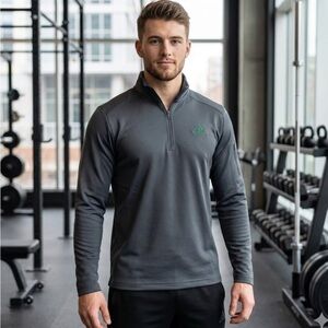 Adidas Men’s Quarter Zip Pullover Sweatshirt Gray Size M | Athletic Training